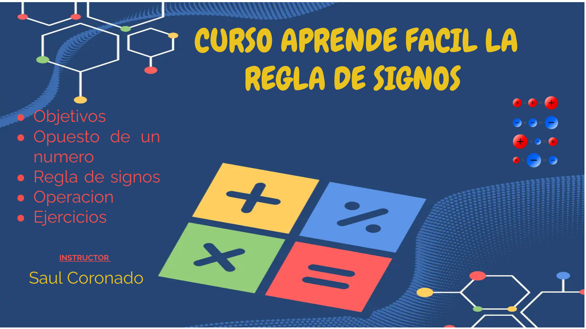 Curso Aprende fácil la regla de signos